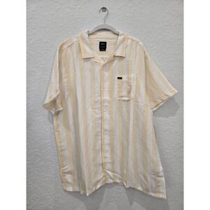 RVCA Mens XXL Love Stripe SS CNY Button Up Camp Shirt‎ Casual Striped